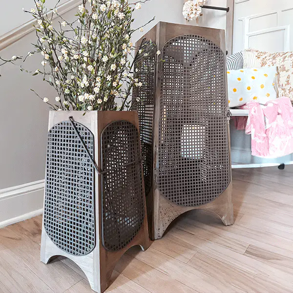 Oversized 29 Inch Mesh Metal Lantern with Doors, Set of 2