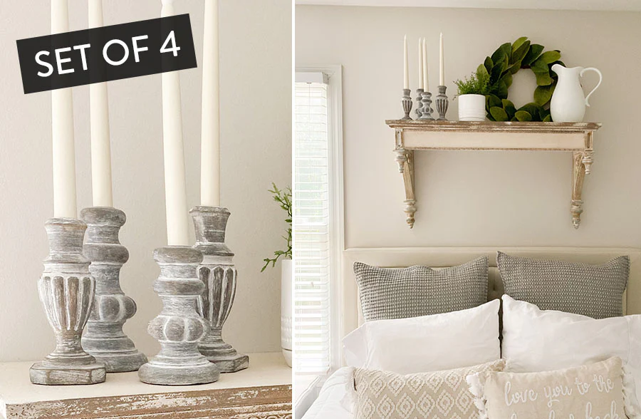 Stone Tapered Candle Holder, Set of 4