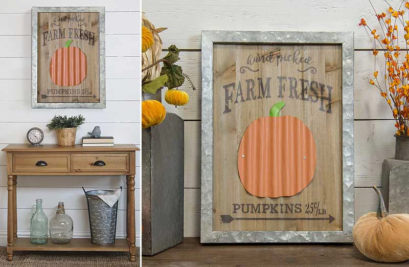 Metal Framed Handpicked Pumpkin Sign