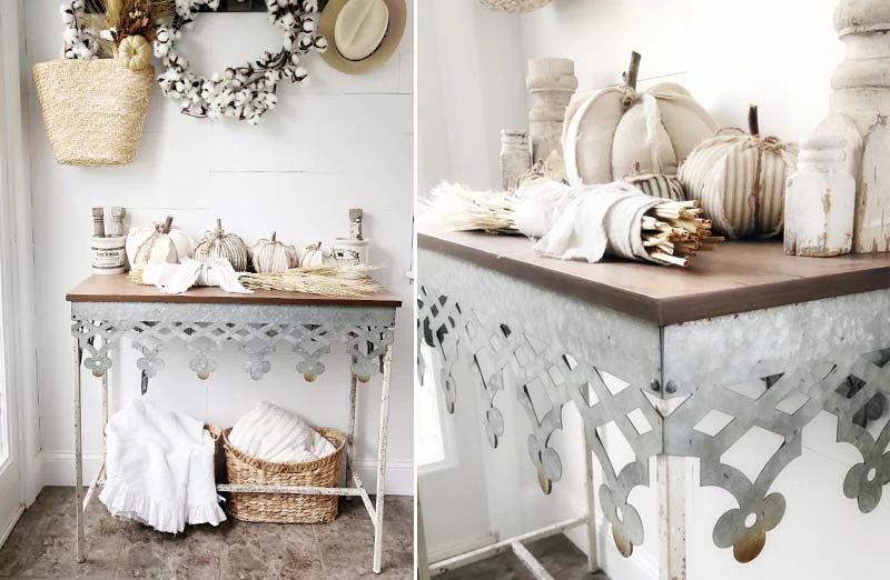 Metal Scalloped Edge Console Table