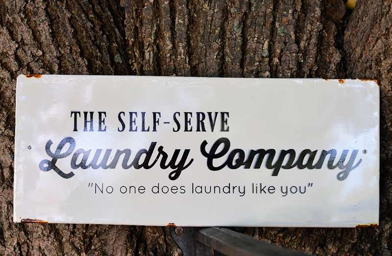 Distressed Metal Self Serve Laundry Sign