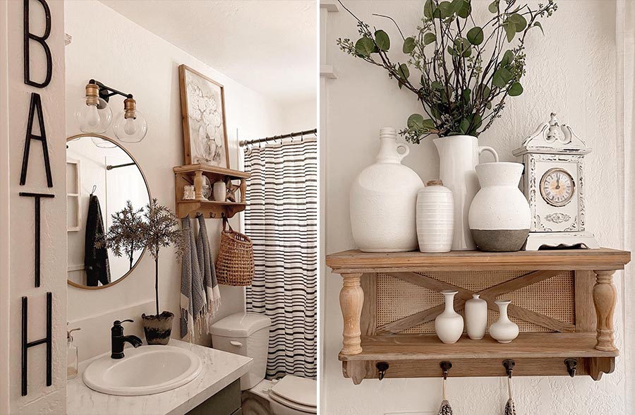 Spindle Wall Shelf with Hooks