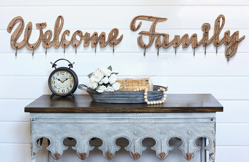 Welcome & Family Wall Hook System  Set of 2