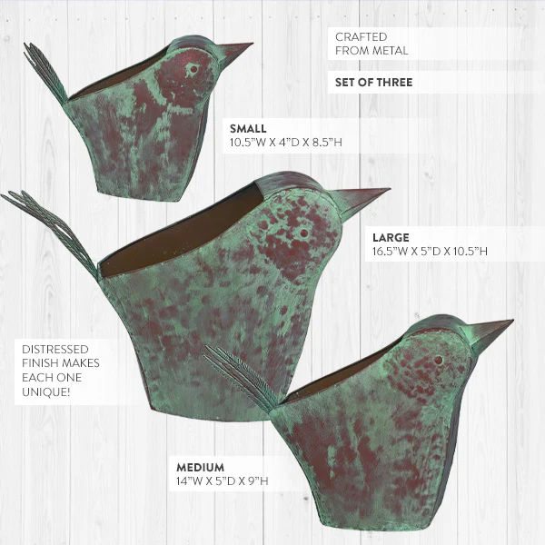 Songbird Trio Metal Planters Set