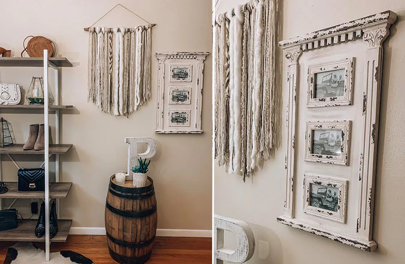 Distressed Whitewash Hanging Photo Frame