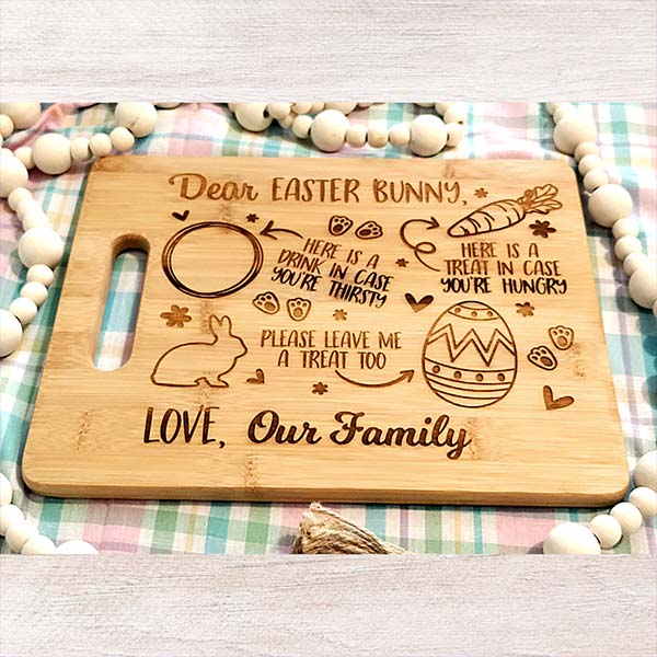 Dear Easter Bunny Bamboo Bread Board