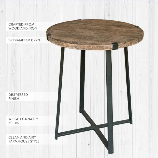 Round Side Table with Metal Base
