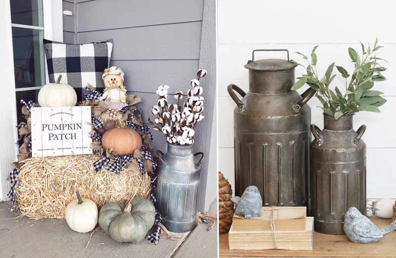 Galvanized Metal Milk Jugs  Set of 2