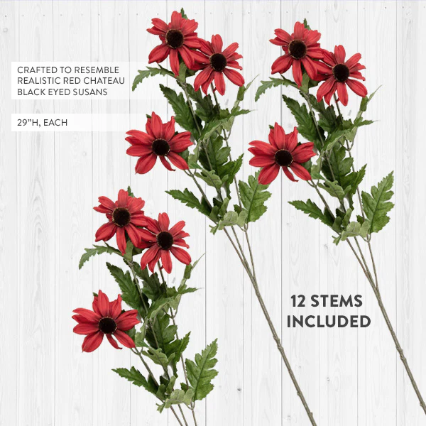 Life-Like Grand Black Eyed Susan Stems, Set of 12