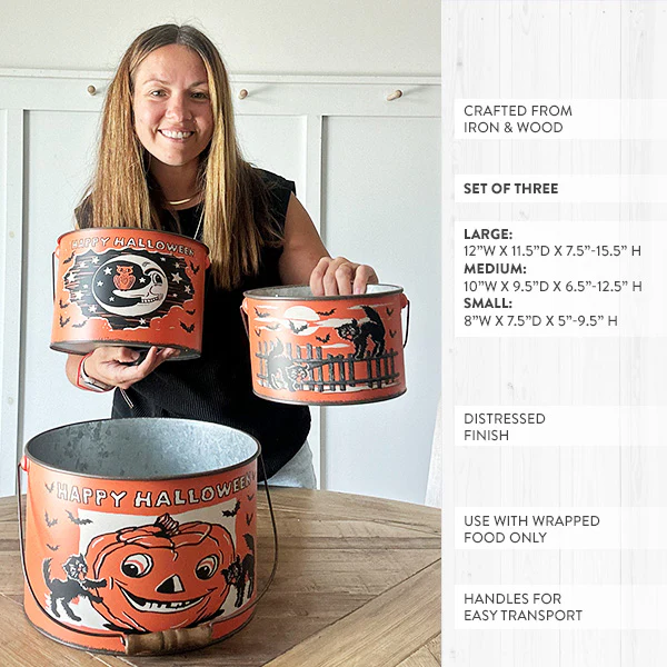 Rustic Inspired Halloween Buckets, Set of Three
