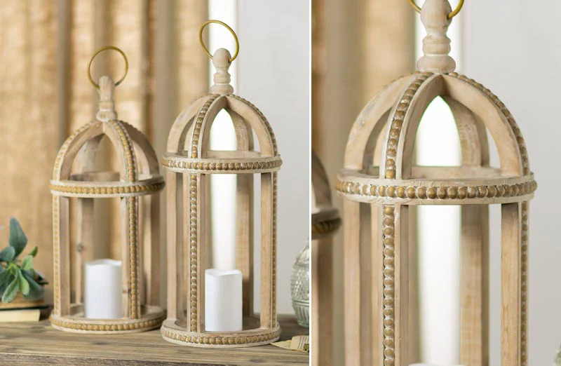 Large Wooden Beaded Lanterns