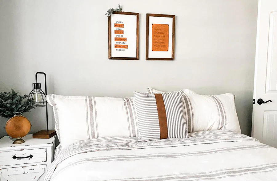 Wooden Framed Leather Patchwork Art, Set of 2