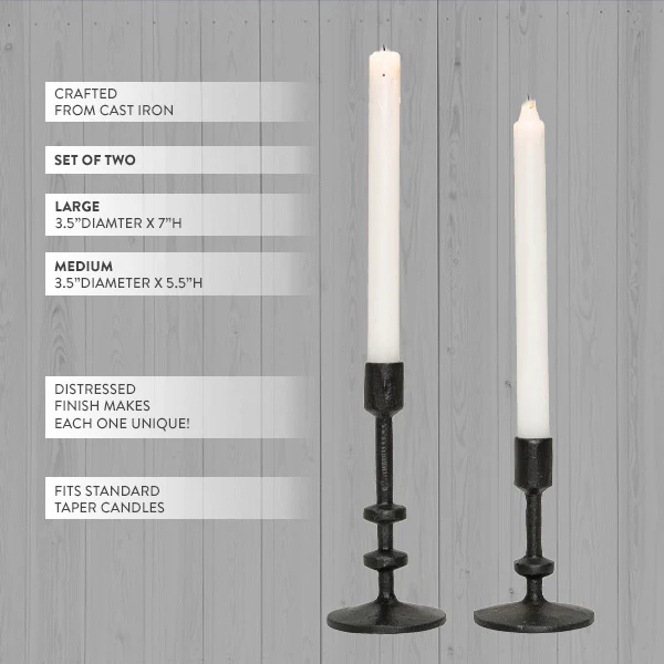 Forged Iron Candle Holders, Set of 2