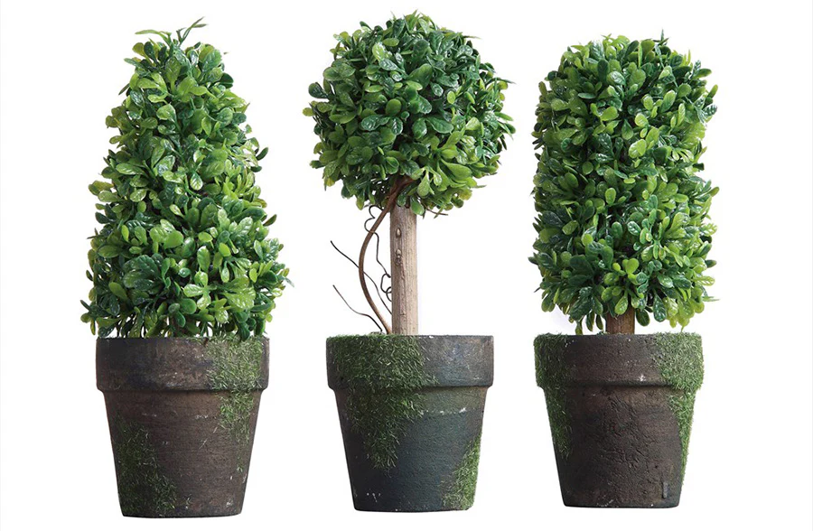 Potted Faux Topiaries, Set of 3