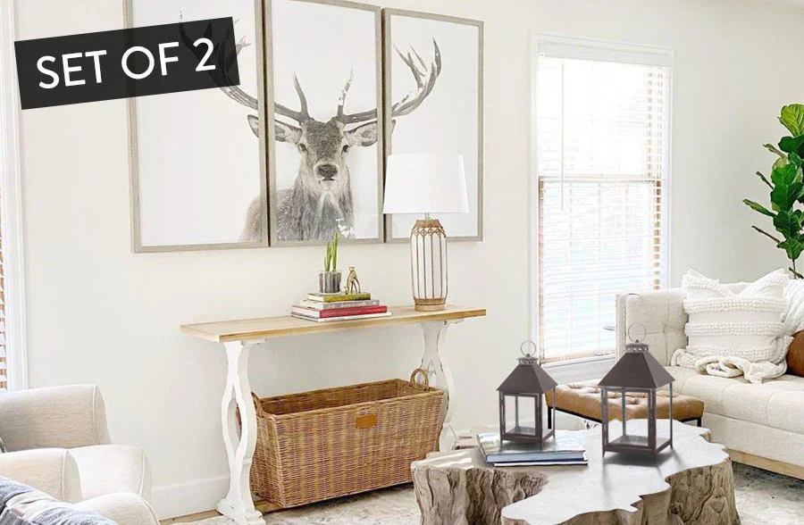 Oil Rubbed Iron Lanterns, Set of 2