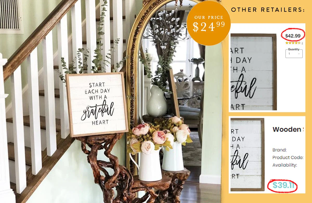 Distressed Wood Grateful Heart Sign