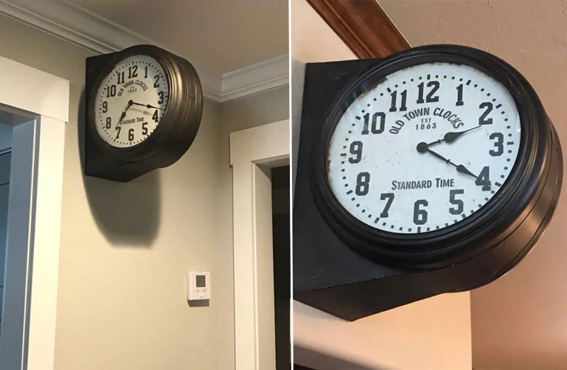 Double-Sided Old Town Wall Clock