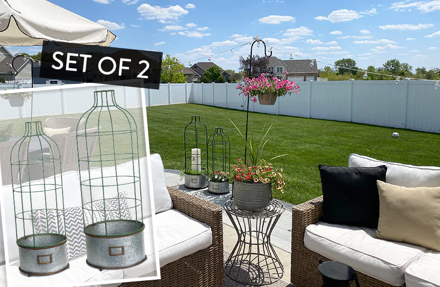 HUGE Galvanized Trellis Planters, Set of 2