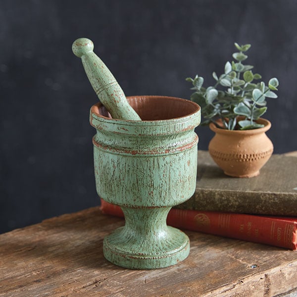 Decorative Vintage-Inspired Mortar and Pestle