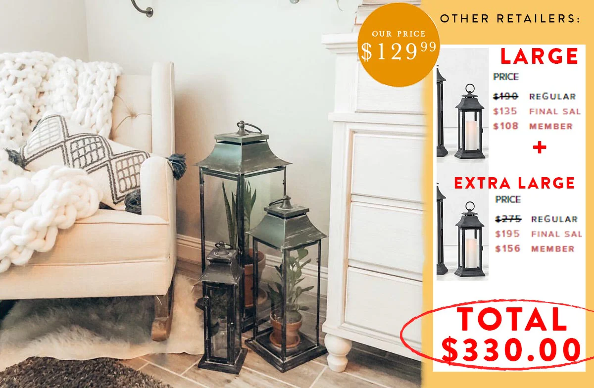 Weathered Zinc Italian Baroque Architecture Floor Lantern, Set Of 3