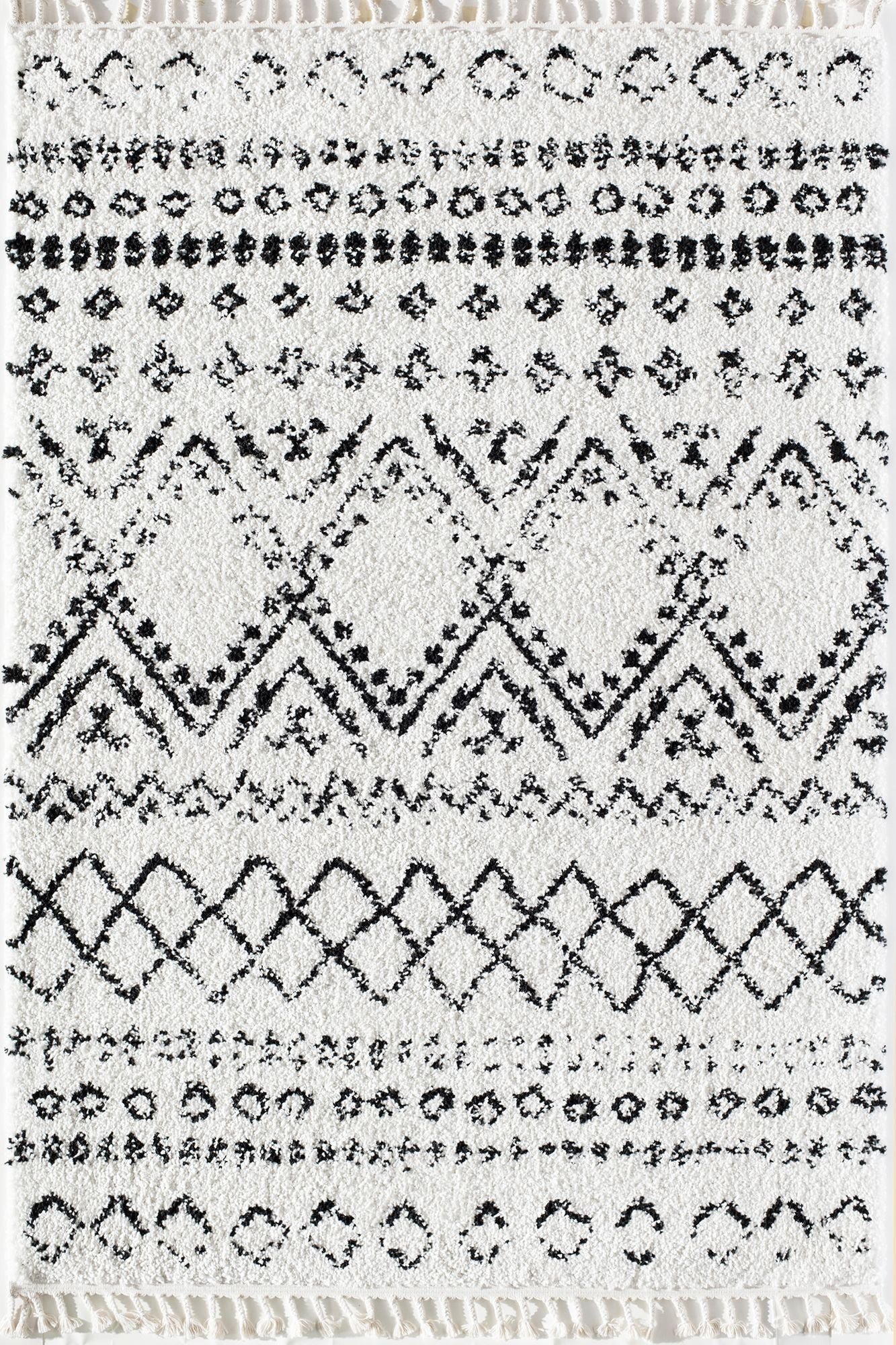 Shag Tribal White Area Rug