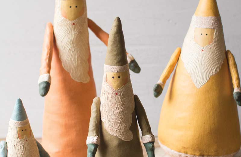 Colorful Canvas Santa Figurines  Set of 4