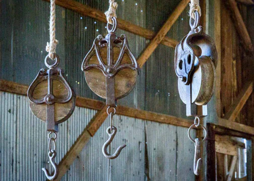 Wooden Pulley Display Hooks  Set of 3