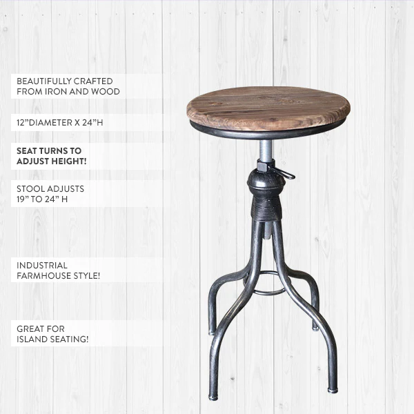 Wooden Top Adjustable Stool