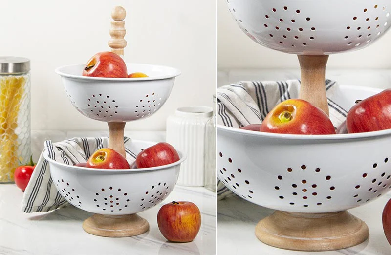 Two-Tiered Decorative Colander Stand