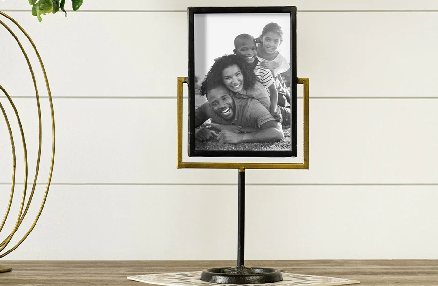 Metal Standing Photo Frame with Gold Accent, Pick Your Style