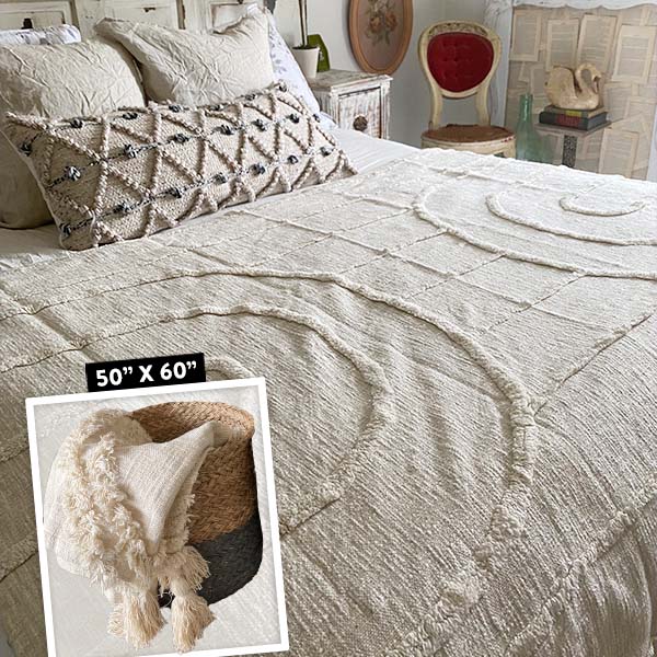 High and Low Tufted Cotton Throw