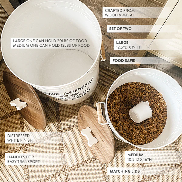 LARGE Dog Food Safe Storage Containers, Set of 2