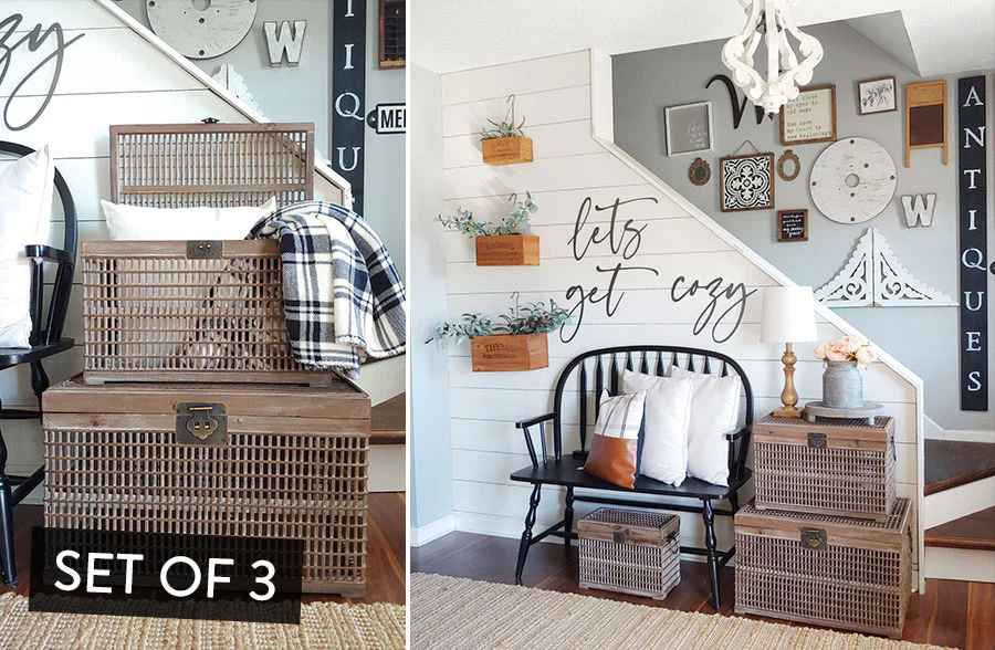 Large Bamboo Trunks, Set of 3