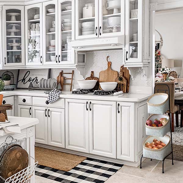 41.5 Inch Tall Three Tier Cane Basket Stand