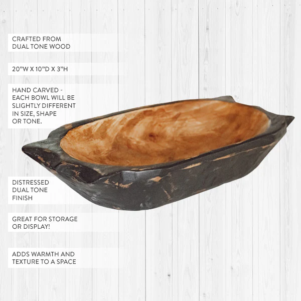 Handmade in Mexico Handcarved Modern Farmhouse Dough Bowl