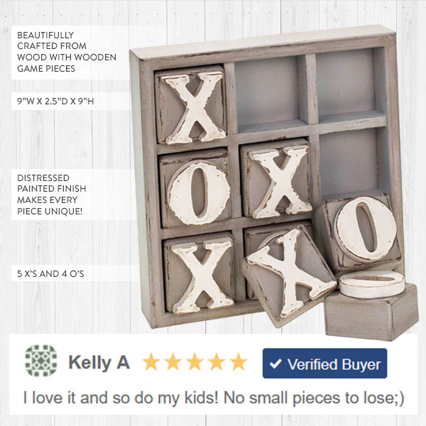 Wooden Tic-Tac-Toe Board