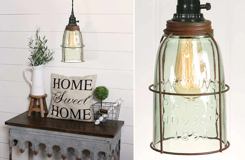 Caged Mason Jar Pendant Lamp