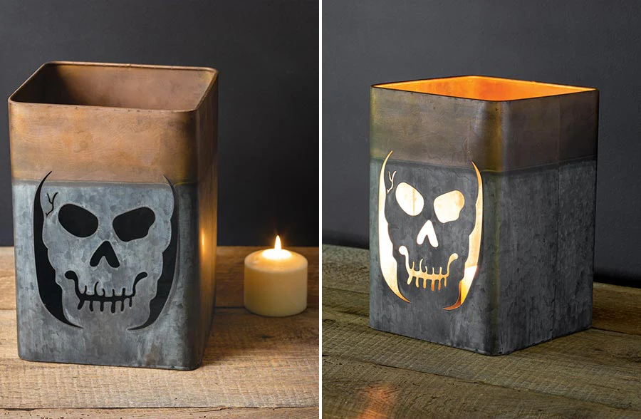 Scary Skeleton Metal Luminary