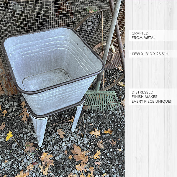 Metal Basin Standing Planter