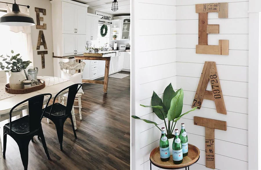 Oversized Reclaimed Wood EAT Sign