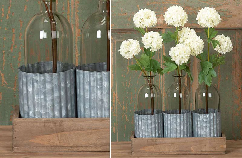 Wooden Tray and Bottle Planter