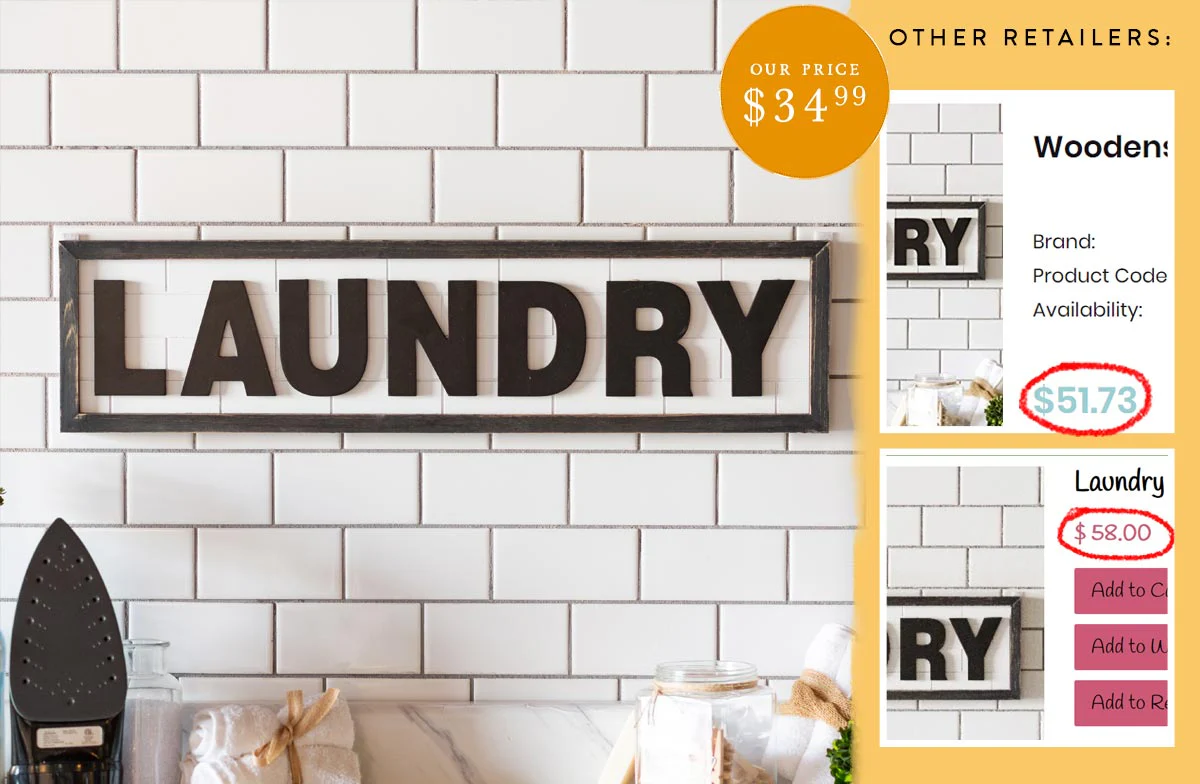 Raised Letter Framed Laundry Sign | Modern Farmhouse