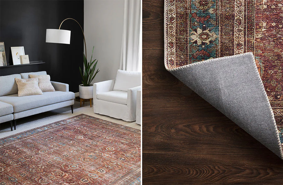 Loloi Brick / Blue Layla Rug Collection, Pick Your Size