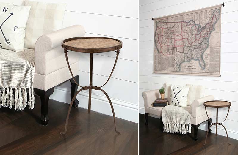 Metal and Wood Side Table