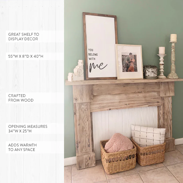 55 Inch Traditional Wood Fireplace Mantel