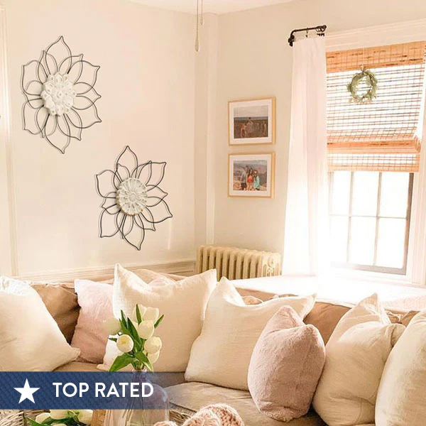 Wire Framed Flower Wall Decor, Set of 2