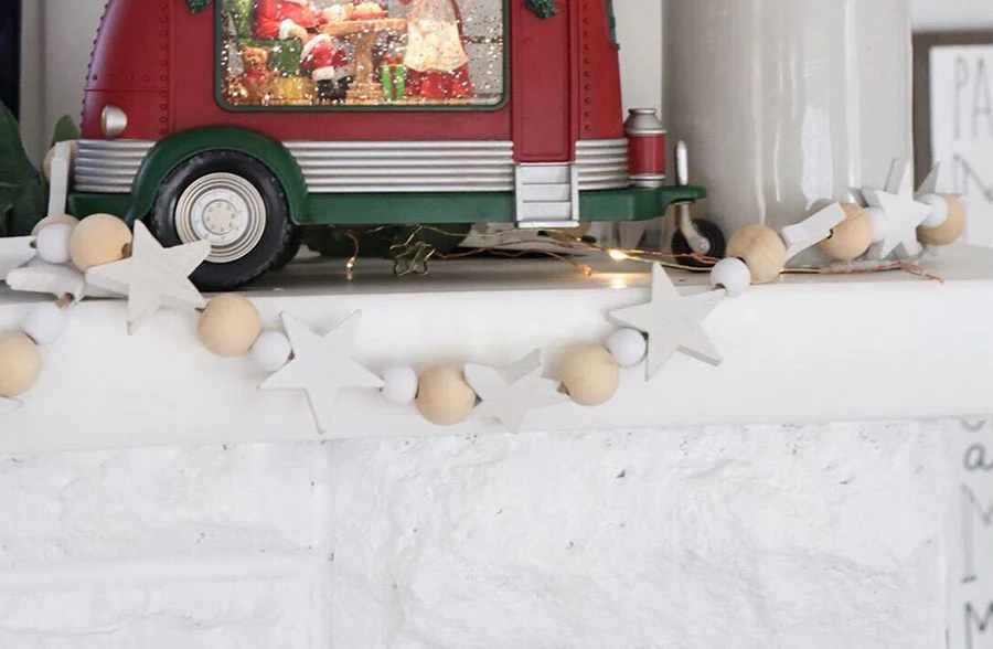 72 Wood Bead & Star Garland