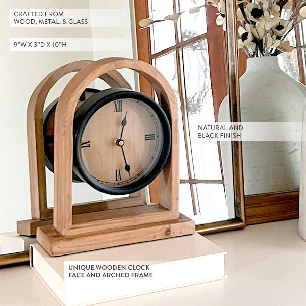 Eclectic Wooden Tabletop Clock