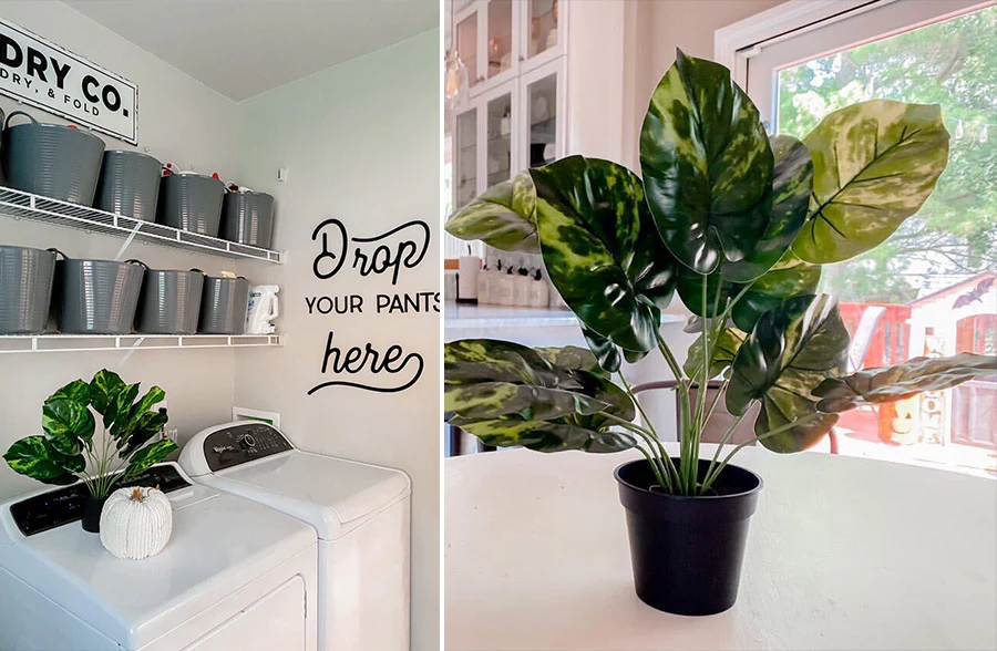 Faux Potted Yellow Variegated Monstera