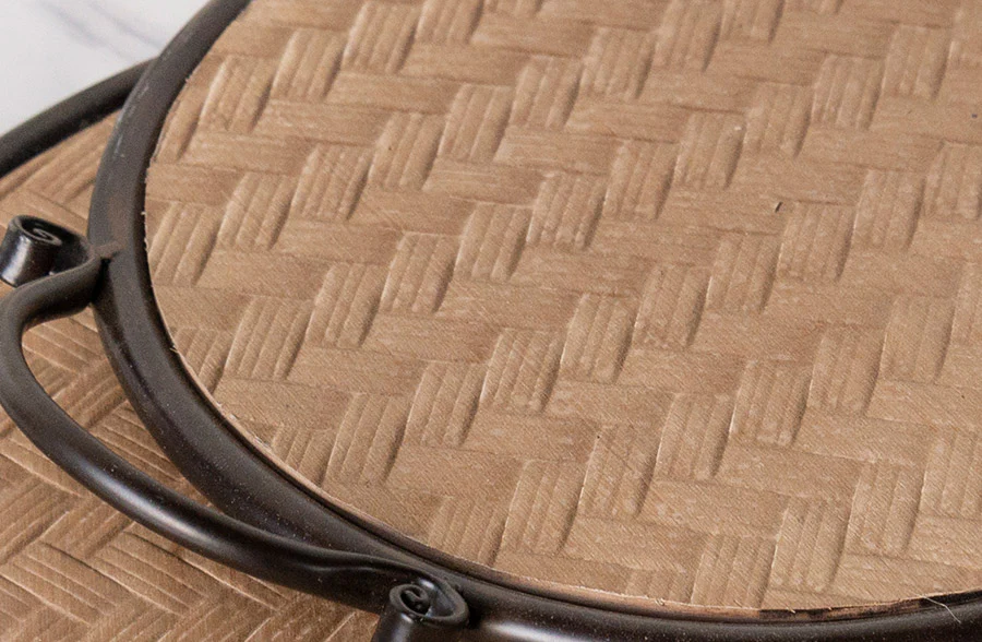 Round Wooden and Metal Trays, Set of 2
